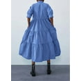 thumbnail image 3 of Chouyatou Women's Summer Puff Sleeve Maxi Tiered Babydoll Dress Casual A-Line Swing Long Shirt Dress, 3 of 4