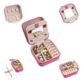 thumbnail image 3 of REGALWOVEN Travel Accessory Box with Mirror, Mini Portable PU Leather Accessory Organizer Case Storage for Girls Rose, 3 of 7