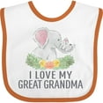 thumbnail image 3 of Inktastic I Love My Great Grandma Cute Elephants and Spring Flowers Boys or Girls Baby Bib, 3 of 4
