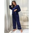 thumbnail image 3 of WEHUSE Pajamas For Women Set Silk Pjs 2 Piece Satin Sleepwear Long Sleeve Button Down Lounge Sets With Pant, 3 of 7