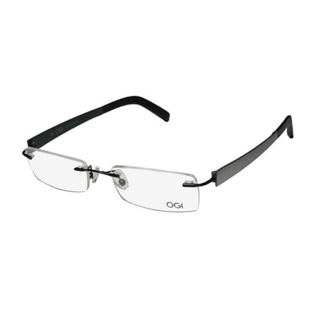 New Ogi 613 Mens/Womens Designer Rimless Black / Silver Light Style Fully Rimless Design Hot Frame Demo Lenses 51-19-135 Eyeglasses/Spectacles