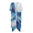 thumbnail image 4 of Xoenoiee Blue Golden Marble Pattern Womens Beach Cover Up Kimono Short Sleeve Swimsuit Coverup Open Front Cardigan Summer Swimwear for Beach Travel Water Activitiesty, 4 of 7