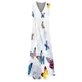 thumbnail image 4 of Gibobby Vestido casual de verano para mujer Vestido holgado con abertura sin mangas para mujer Kaftan estampado con cuello en V Vestido largo con dobladillo pa(Azul,XXL), 4 of 4