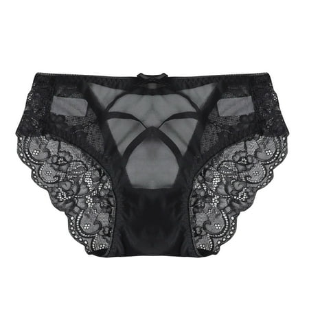

Tosmy Panties For Women Lace Plus Size Underwear Hollow Out Mesh Back Low Waist Thin Women Panties Womens Underwear
