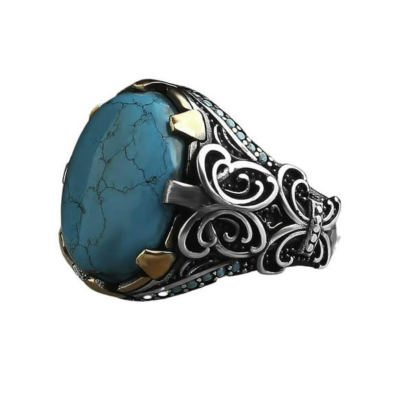 Roarsilver Turquoise Elegance: 925 Sterling Silver Ring featuring a Natural Gemstone | 11