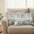 thumbnail image 2 of Green Blue Pumpkin Fall Outdoor Waterproof Pillow Covers, Thanksgiving Eucalyptus Leaves Wooden Decorative Rectangle Throw Pillowcase Sofa Cushion Sham for Patio/Couch/Chair, 20"x12" 2 Pack, 2 of 8