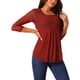 thumbnail image 4 of BLUSA TUNIC DE CUELLO REDONDO Y MANGA 3/4 PLEATADA CASUAL DE MUJER INSPIRE CHIC XL ROJO VINO, 4 of 5