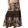 thumbnail image 1 of Women Retro Style Skirt Elastic Waist Tie-dyed Print Ruffled Long Skirt, 1 of 9