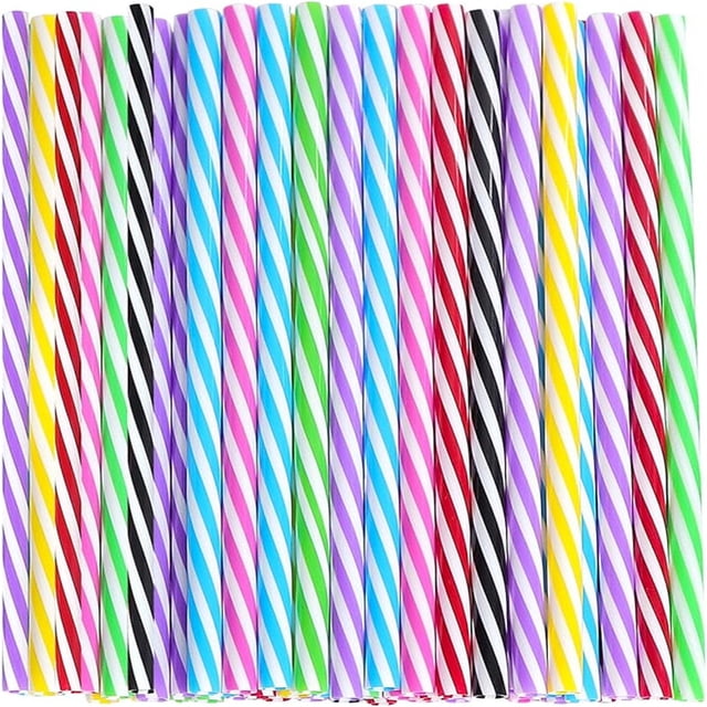 Pailles en Plastique Rigide Réutilisables 100 Unités 23 cm de Long 7,3 mm de Diamètre Extérieur 6,3 mm de Diamètre Intérieur Lavables au Lave-Vaisselle