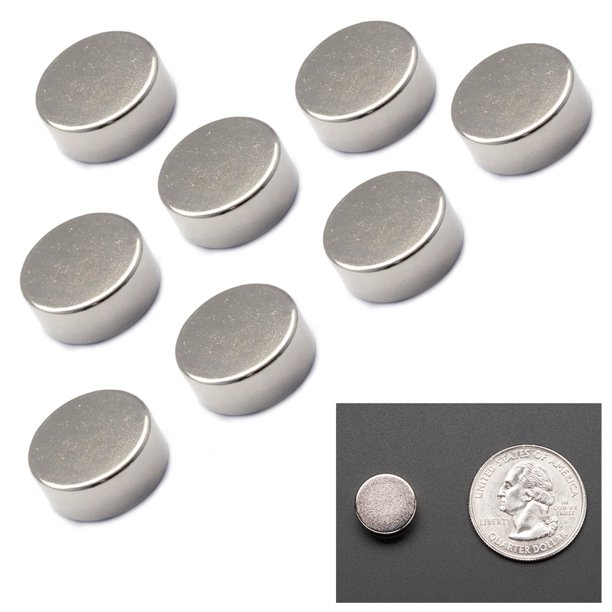 8 pcs 1/2" Diameter Super Strong Disc 8 lb Strength Rare Earth
