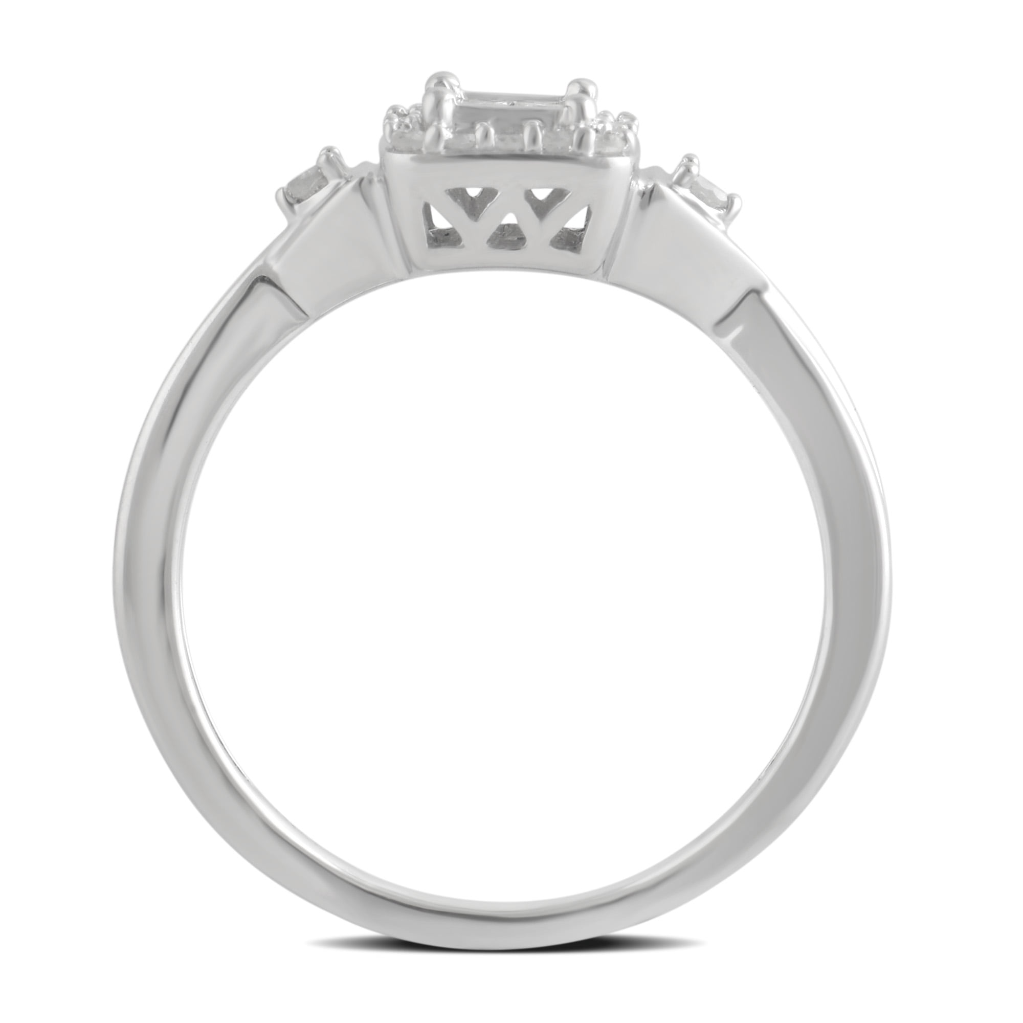 1/4 Carat T.W Princess Diamond Square Frame Sterling Silver Ring