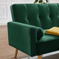 thumbnail image 4 of HSUNNS Sofa Bed, Upholstered Convertible Sofa Bed with Armrest, Modern Sleeper Sofa Couch with 2 Pillows, Wood Legs, Comfortable Linen Fabric Sofa for Living Room Bedroom Office, Green, 4 of 8