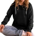 thumbnail image 4 of Oalirro Womens Long Sleeve Tops Solid V Neck Tops Drawstring Fall and Winter Black Shirt, 4 of 4