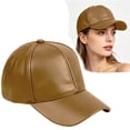 thumbnail image 2 of Adjustable Leather Peaked Cap, Unisex Classic Baseball Cap, Solid Color Outdoor Sun Shade Hat, Durable Wear Resistant Headwear for Outing Shopping Outdoor Activity Retro Fashion Casual Cap,Khaki, 2 of 9
