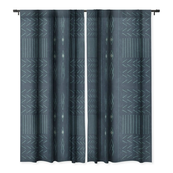 Society6 Mirimo Native Mudcloth Denim Single Panel Room Darkening Window Curtain 50" x 96"
