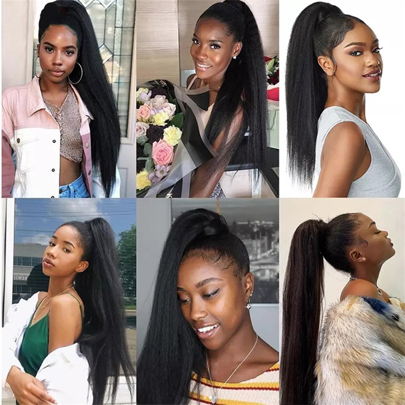 10-30inch Magic Paste Ponytail Extension for Women Straight Wrap Around Ponytail Extension Brazilian Remy Human Hair Clip In PonyTail Hairpiece