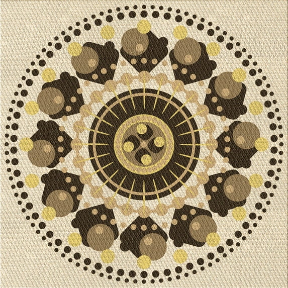 Ahgly Company Indoor Square Patterned Khaki Gold Area Rugs, 6' Square