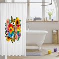 thumbnail image 3 of Manfei Rainbow Flower Shower Curtain 72Wx72L, Rustic Groovy Butterfly Bathroom Curtain, White Orange, 3 of 5