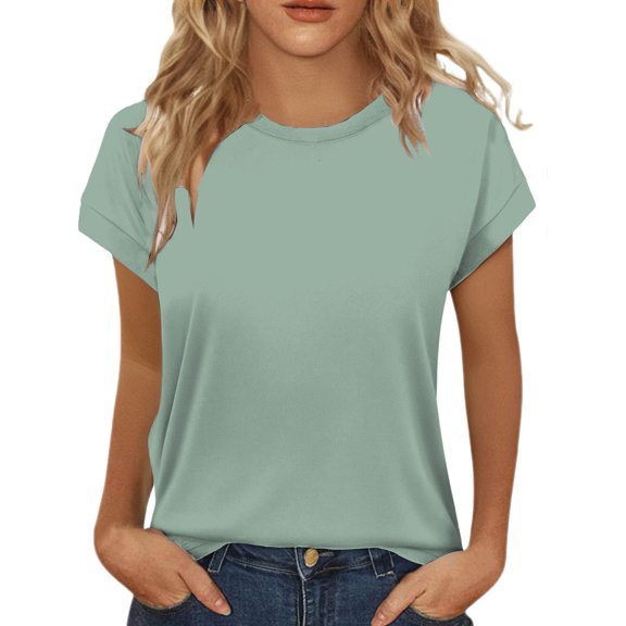 beishanbush Hot Sales Saving $10 Summer Basic Tee Women's Blouse,Short Sleeve Neck Cute Trendy Summer Under $10