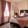 thumbnail image 5 of NICETOWN Pom Pom Velvet Curtains for Bedroom, Soft Elegant Blackout Thermal Insulated Rod Pocket Velvet Drapes for Nursery Living Room Home Theater, Dry Rose, 52"x84", 2 Panels, 5 of 9