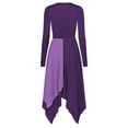 thumbnail image 4 of DPOIS Womens Color Block Lyrical Praise Dance Dress Liturgical Dancewear Purple XXL, 4 of 7