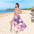 thumbnail image 6 of FORMRS Womens Long Sarong Beach Wrap Semi-Sheer Bikini Skirt Bathing Swimsuit Cover Up, Purple Wave Pattern, 6 of 7
