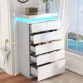 thumbnail image 5 of NEGYLIM 6 Drawer White Dresser, High Gloss Dresser with LED Light for Bedroom, Living Room, Hallway, Easy Assembly, 5 of 12