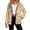 Autumn Hedgehog Pumpkin, variant on Hunting Tree Camo Women Fleece Jacket Stand Collar Winter Coat, Cozy Sherpa-Lined, Stand Collar Snap Button Jacket, Deep Pockets, Loose Fit, for Fall Winter Casual Daily Wear, Medium