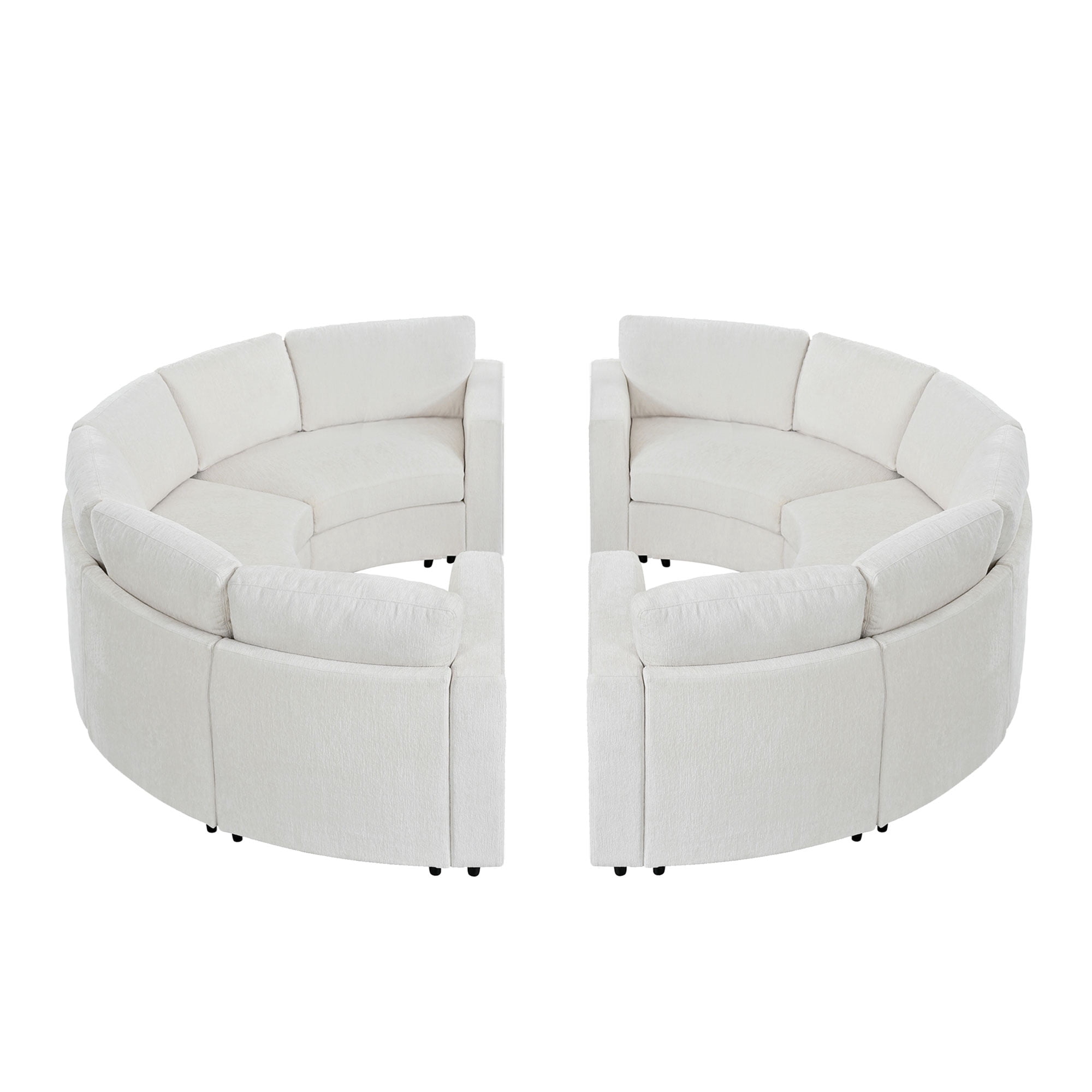 Wakefit Curved Modular Sectional Sofa,6-Seater Semi Circular Chenille Couch Set,Deep Seating Round Sofa with Soft Upholstery,Modern Conversation Sofa with Solid Pine Wood Frame for Living Room,Beige