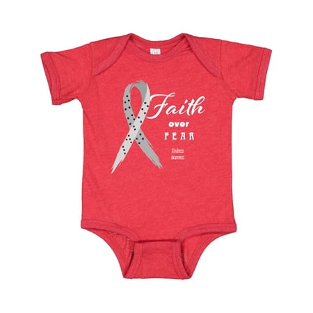 

Inktastic Faith Over Fear Blindness Awareness with Ribbon Gift Baby Boy or Baby Girl Bodysuit