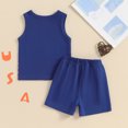thumbnail image 4 of Okbabeha Toddler Boy 4th of July Outfit Letter Embroidery Short Sleeve Tops with StarStripe Shorts Fourth of July Clothes, 4 of 7