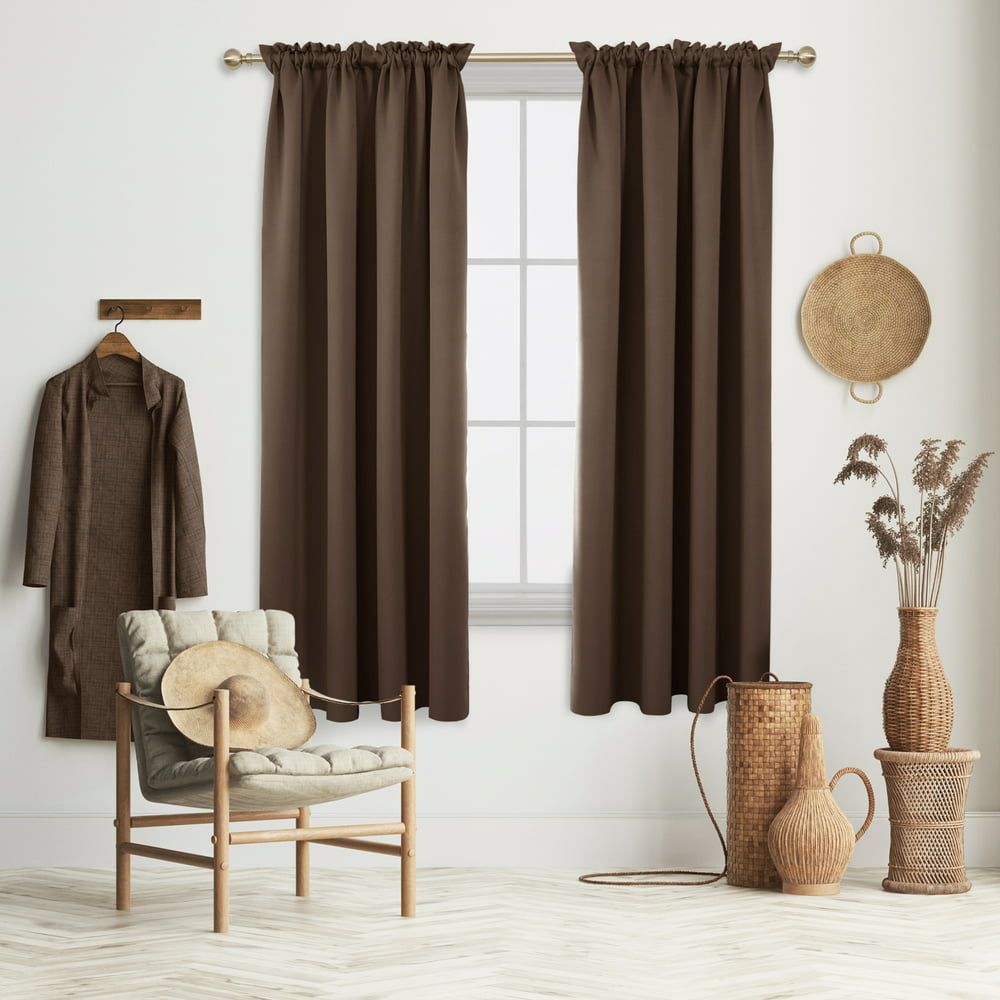 Deconovo Brown Blackout Curtains Rod Pocket Curtain Panels Thermal