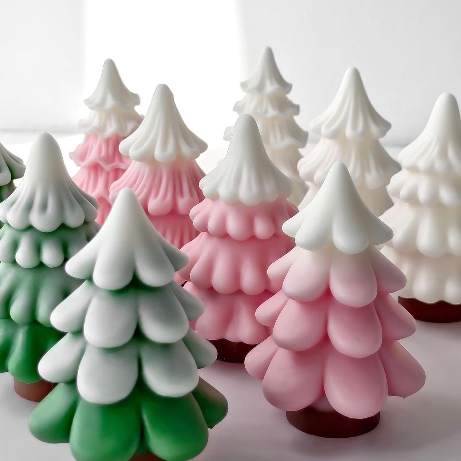 3D Christmas Tree Silicone Mold, Tree Shaped Candle Molds for Candle Making, Epoxy Resin Castinf Mould for DIY Wax Soap Art Craft Christmas Decoration (4pcs)