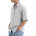 thumbnail image 4 of Dwelliawo Corduroy Shirts for Men Button Down Short Sleeve Shirt Beach Vacation Big and Tall Cotton Button Up Shirts Holiday Tops White 4XL, 4 of 8