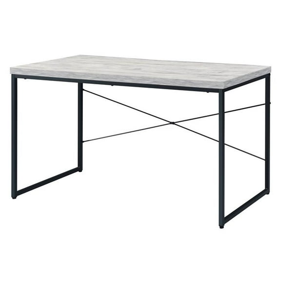 Bowery Hill Contemporary Desk in Antique White-Ash & Black