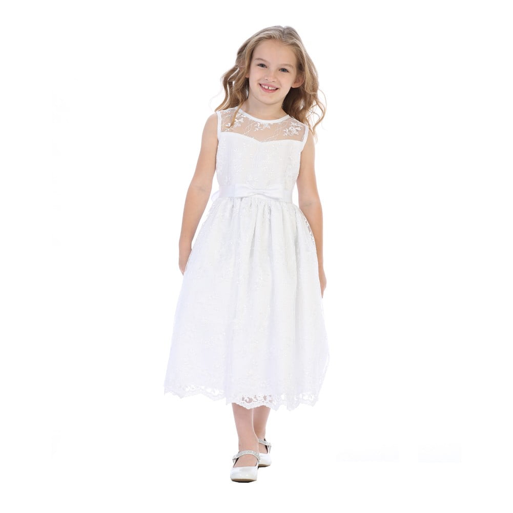 white satin communion dress