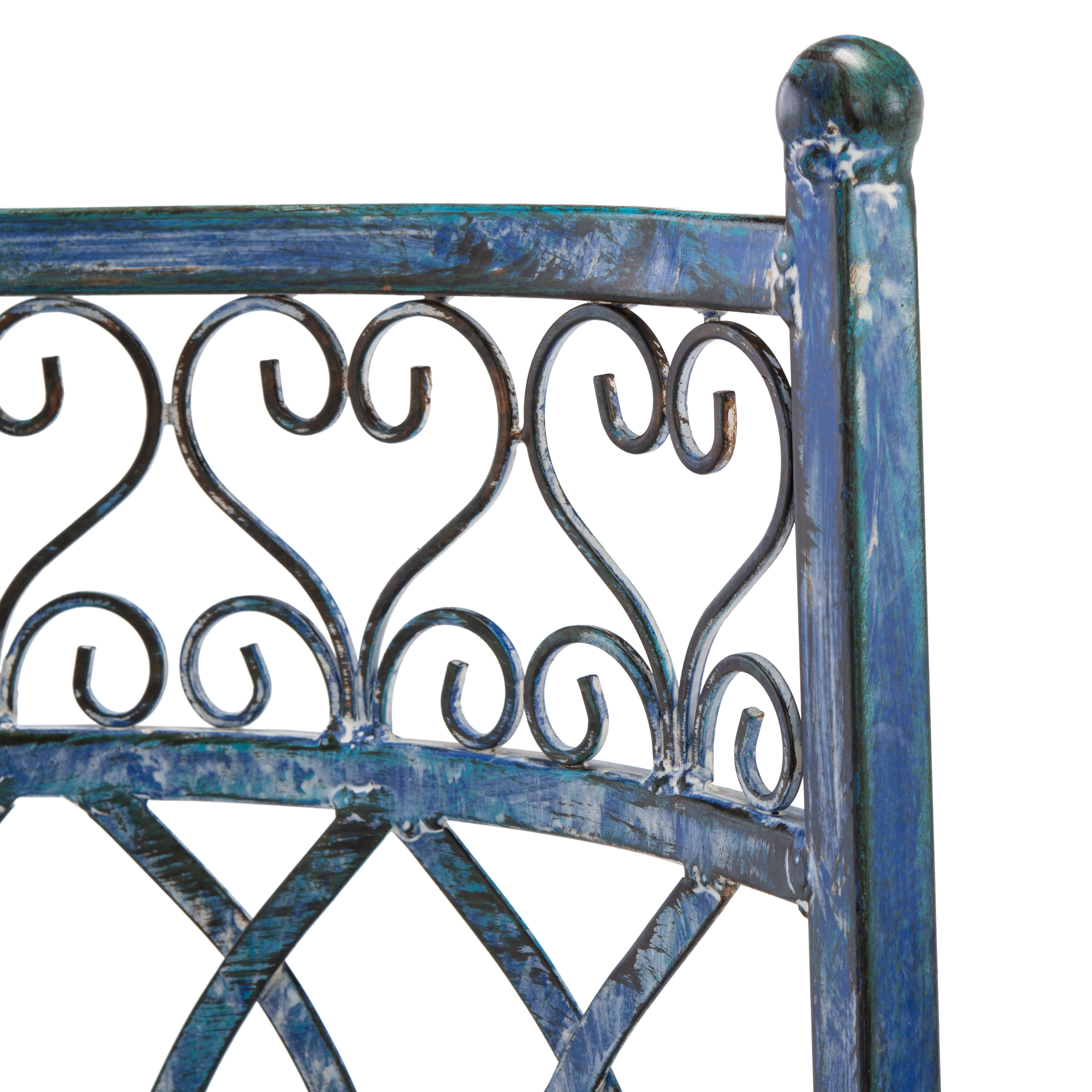SAFAVIEH Lara Outdoor Patio Kissing Garden Bench, Antique Blue