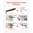thumbnail image 2 of VEVOR 72 Inch Ceiling Fan without Light, 6-Speed Remote Control, 3-Wood-Blade, Reversible DC Motor, Modern Low Profile Flush Mount Exterior Fan for Bedroom, Living Room, Patio, Indoor/Outdoor, Black, 2 of 9