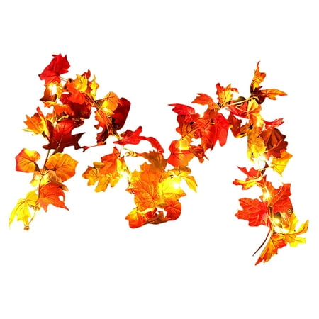 

SHUDAGENG Thanksgiving Decorations Ideal 1.7M Fall Maple Leaves Lighted Garland Decor Thanksgiving String Lights Decorations Autumn Holiday Party Ornament