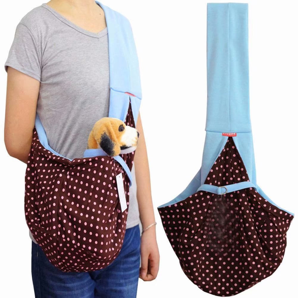 Pet Trash Bag x 1 Roll Travel Dog Bowl x 1 RIBOLI Pet Sling Carrier Hands Free Reversible Pet Tote Bag for Small Papoose Dogs and Cats Pets Safety Outdoor Travel 15 Counts Pet Bag x 1 