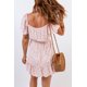 thumbnail image 1 of ABPHQTO Vestido de mujer rosa con cintura elástica y volantes en el dobladillo floral, 1 of 5