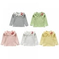 thumbnail image 4 of Baby Girl Long Sleeve Striped Solid Bowknot Design T-Shirts, 4 of 4