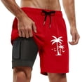 thumbnail image 1 of Summer Shorts Swim Trunks Compresssion Liner Inseam Board Shorts Bathing Suit With Pockets Athletic Shorts Men Red M, 1 of 4