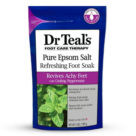 Dr. Teals - Epsom Salt, Foot Soak, Revitalize & refresh with Cooling Peppermint, 2 Lbs