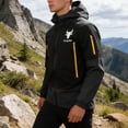 thumbnail image 2 of Hooded Jackets for Men Plus Size Waterproof Long Sleeve Zipper Outdoor Raincoat Windbreaker with Pockets, 2 of 10
