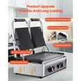 thumbnail image 3 of KFFKFF Commercial Panini Grill, 3600W Electric Sandwich Panini Maker, Stainless Steel Double Sandwichs Press Grill with Handle and Temp Control, 19x9 in Flat Enamel Plate, 3 of 9