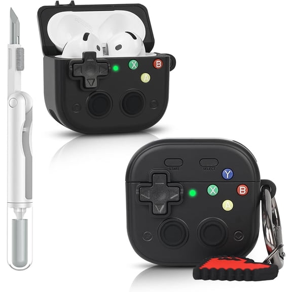 Case for AirPods 4 Generation Silicone Cover 3D Gamepad Skin Design with Cleaning Kit and Heart Carabiner Multicolor for Boy Girl