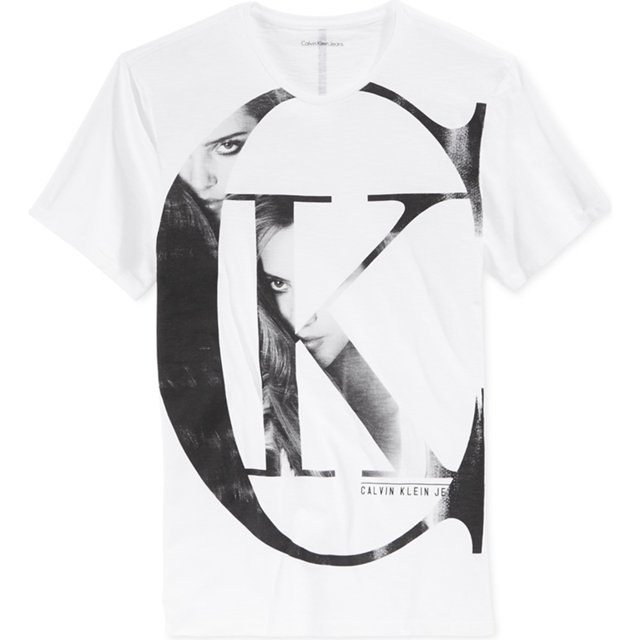 Camiseta Gráfica Calvin Klein CK Hombre Blanca Extragrande