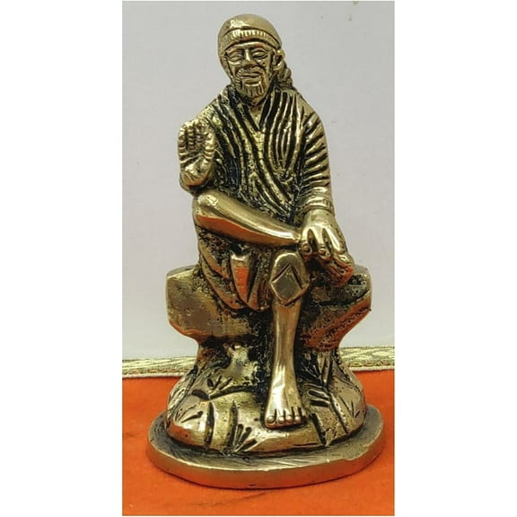 Indian God Statue Handmade Sai Baba Statue Shree Sai Nath Idol Hindu God Saibaba Sculpture Brass Sai Baba Figurine Spiritual Pooja Item Temple Decor Religious Home Decor - AtoZ India Cart