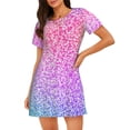 thumbnail image 1 of Vsdgher Chemise de Nuit à Manches Courtes pour Femmes, Motif Paillettes Colorées, Col Rond, Mignonne, Confortable, 1 of 6